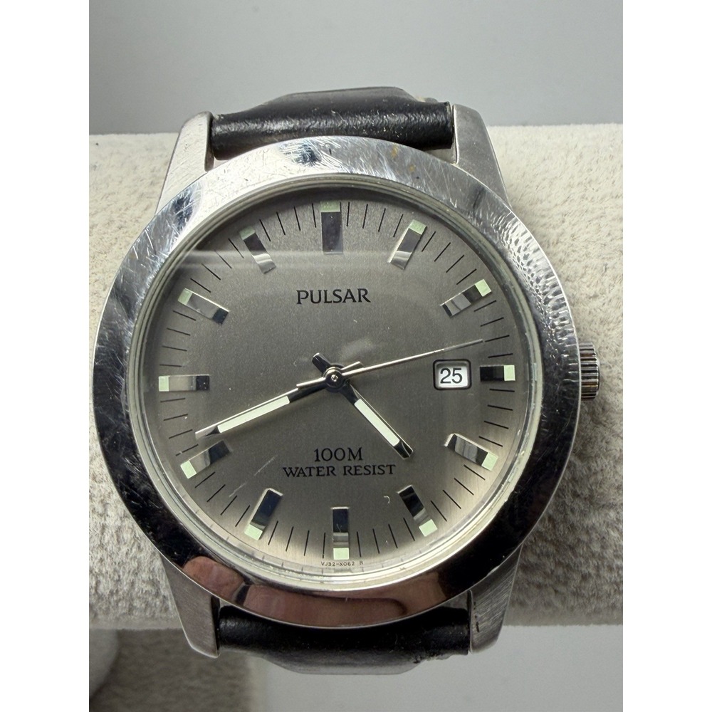 Pulsar By Seiko VJ32-X044 New Battery Mens Watch 38MM 8" Leather Band
